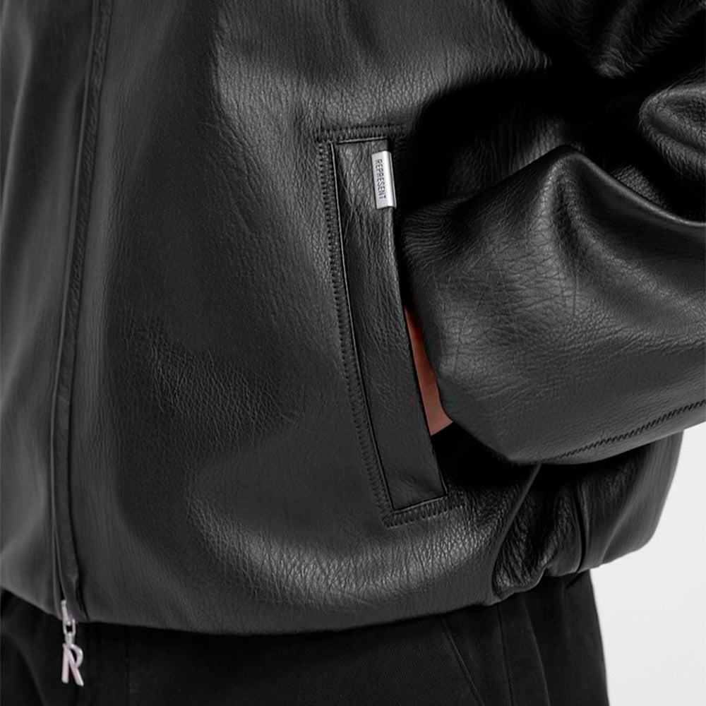 Faux Leather Bomber