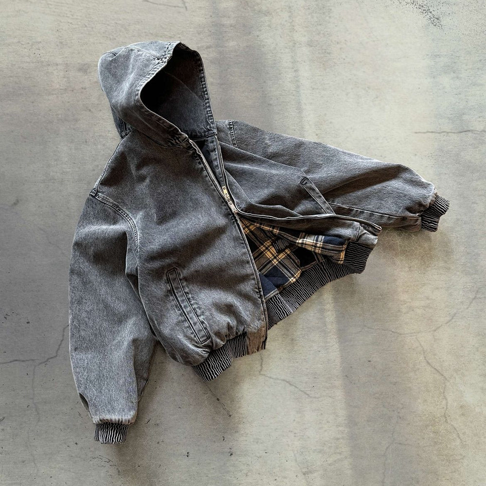 R5 Hooded Denim Bomber