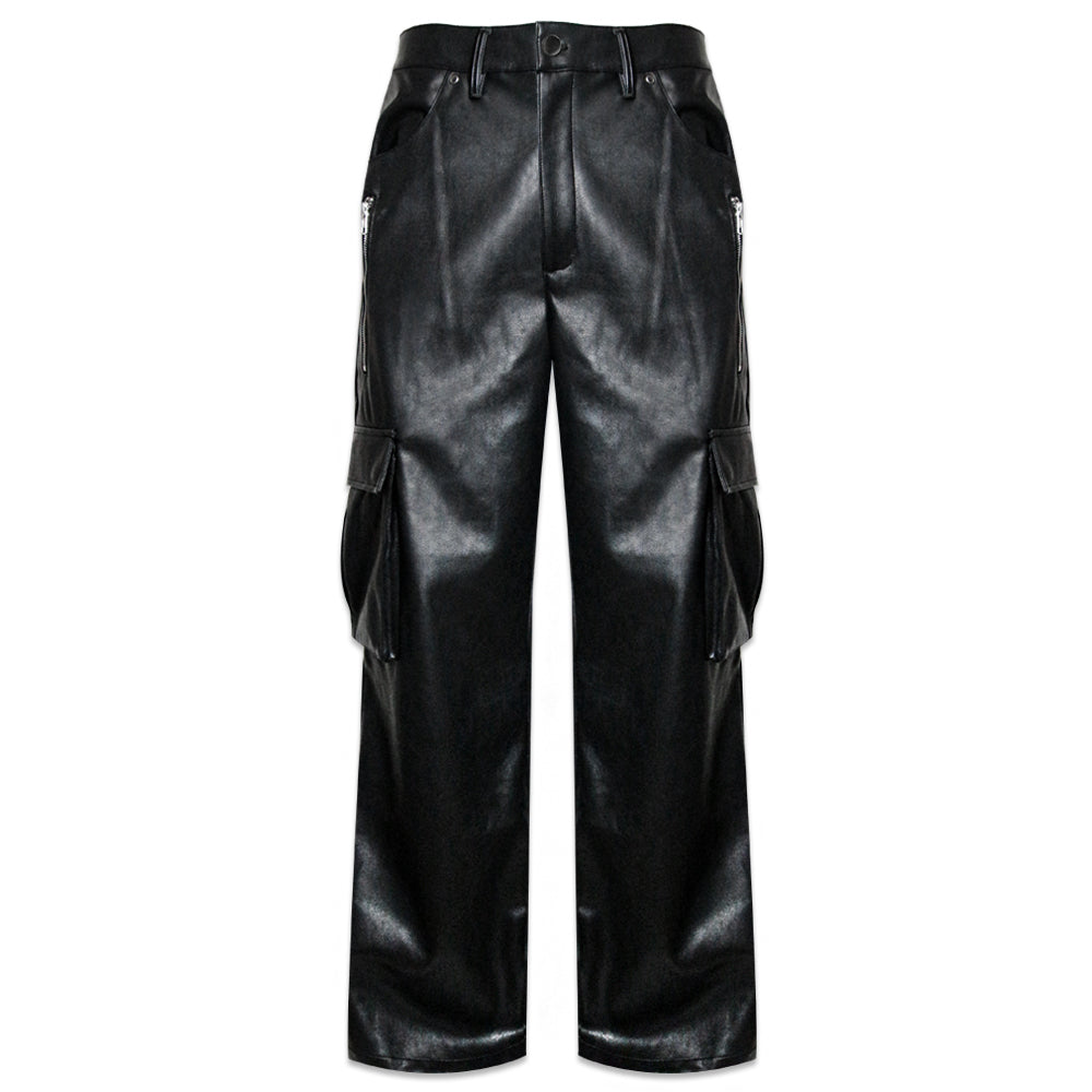 Baggy Leather Cargo Pants