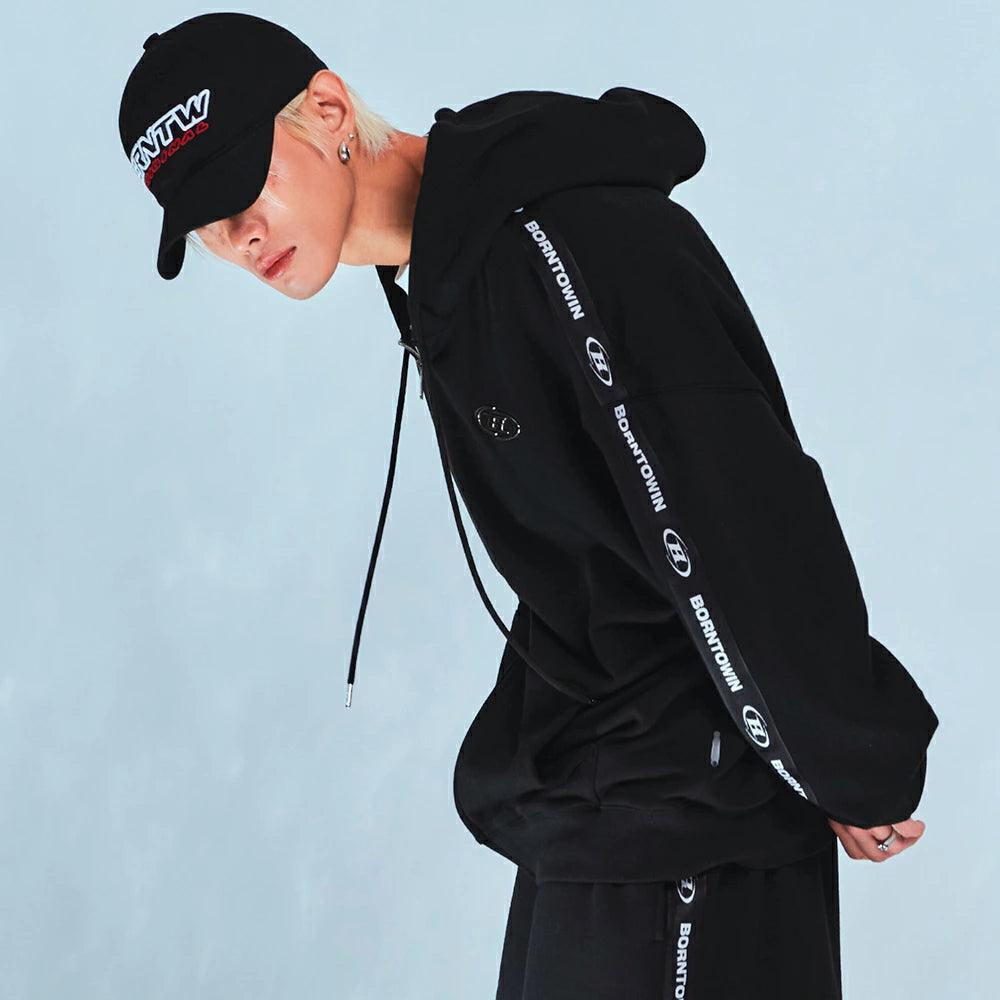 Big Chrome B Black Line Zip Up Hoodie