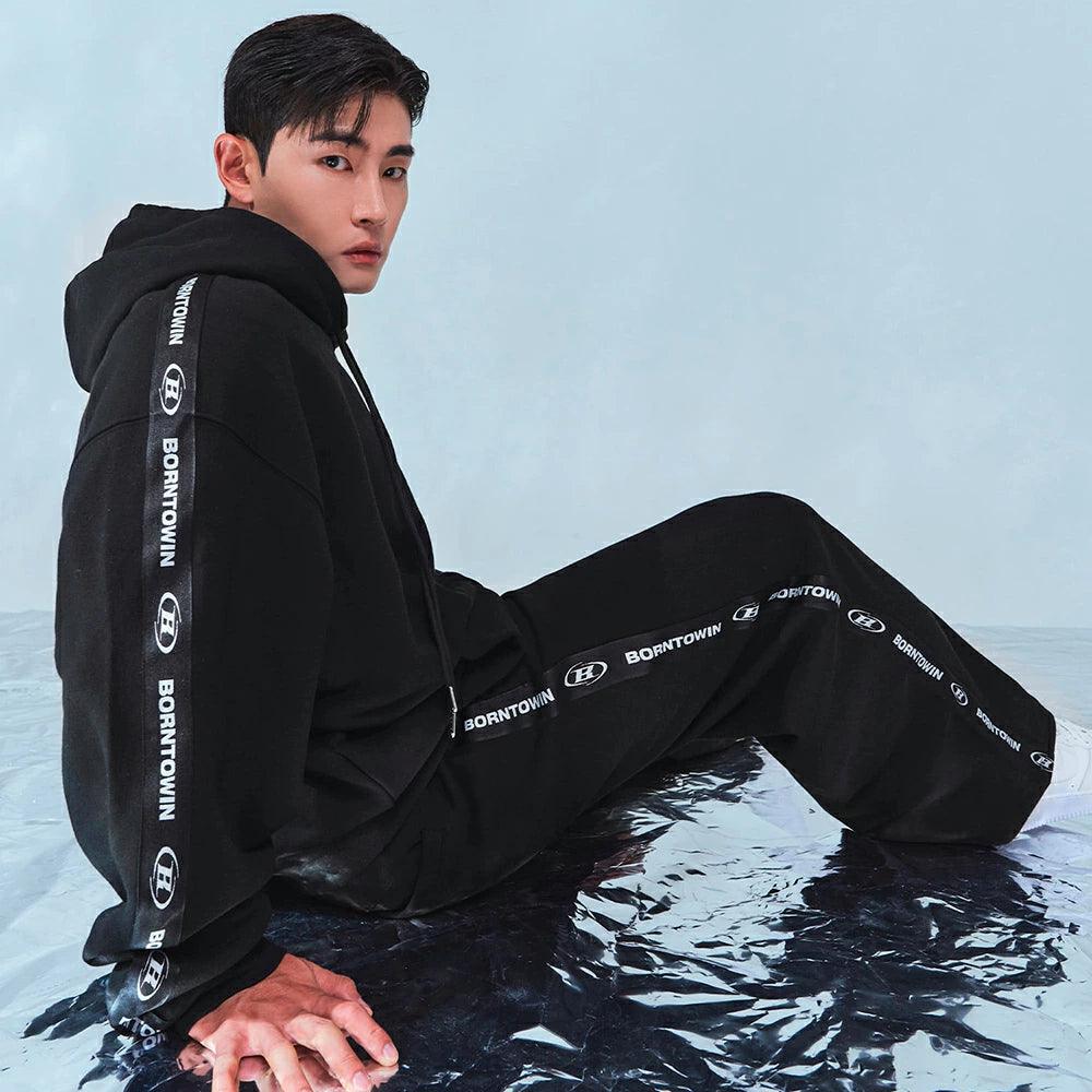 Big Chrome B Black Line Zip Up Hoodie