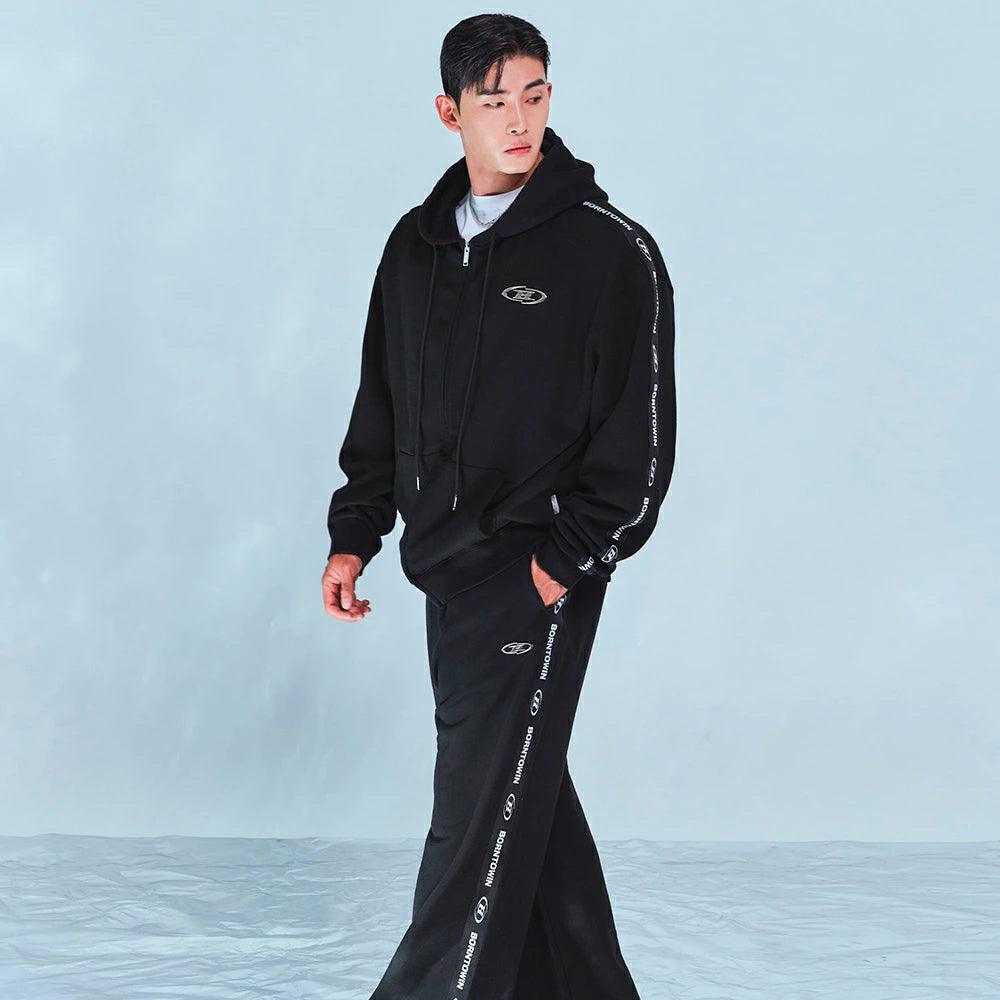 Big Chrome B Black Line Zip Up Hoodie