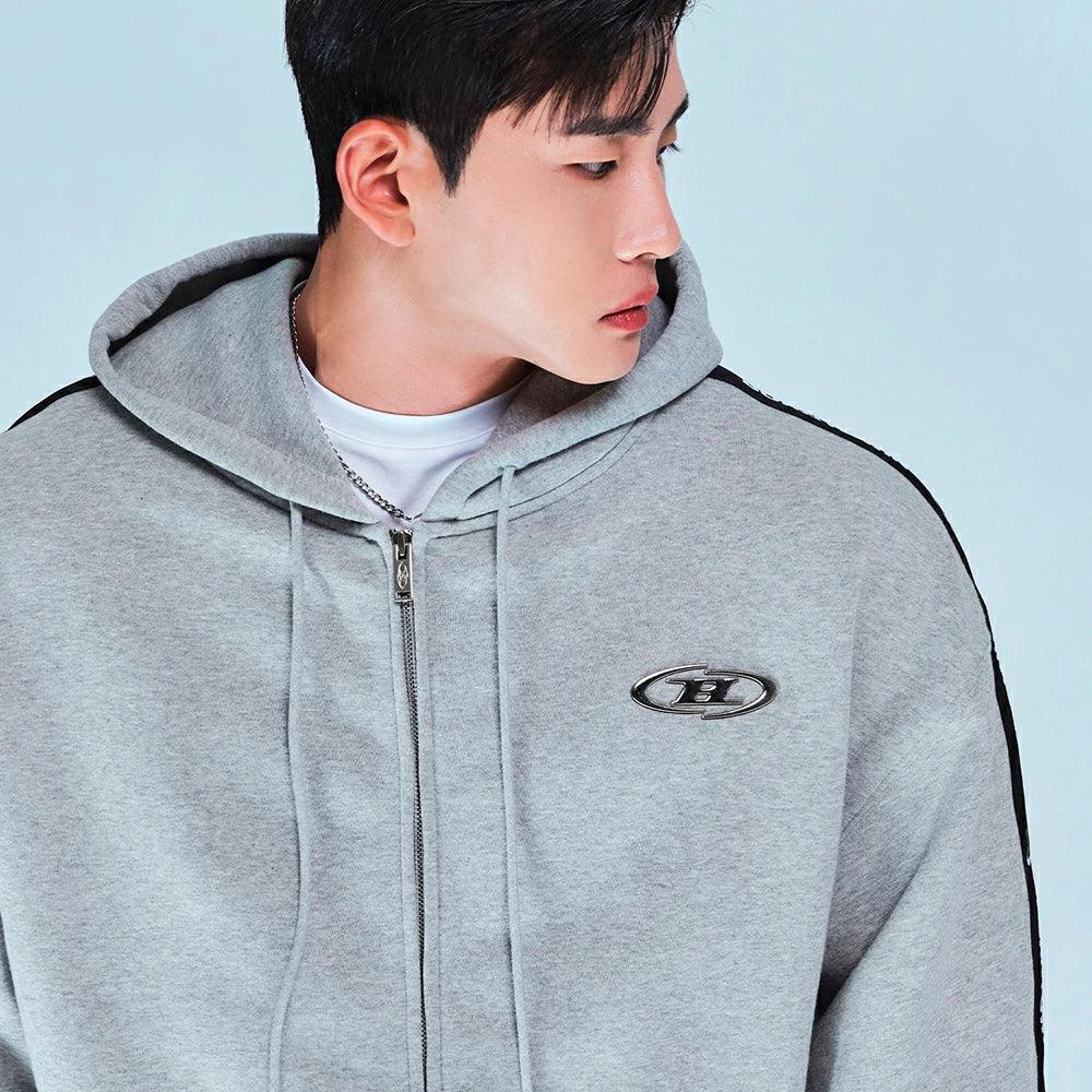 Big Chrome B Black Line Zip Up Hoodie
