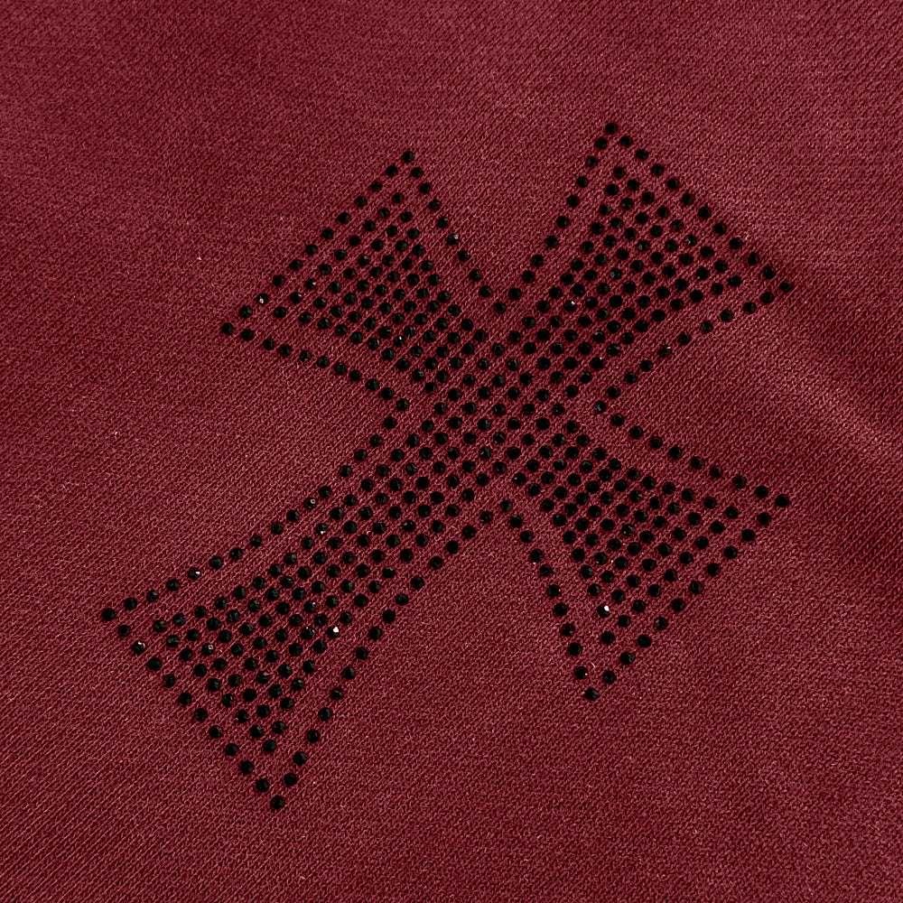 Cross Rhinestone Zip Up Hoodie