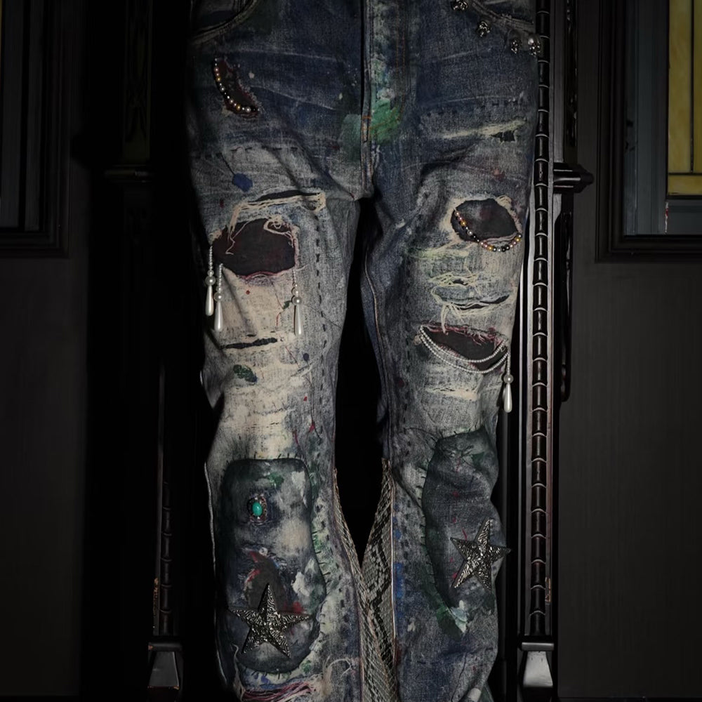 3D Printed Snake Patch Waxed Denim