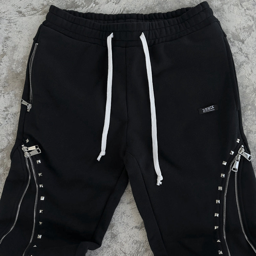Studded Triple Zip Flared Sweatpants