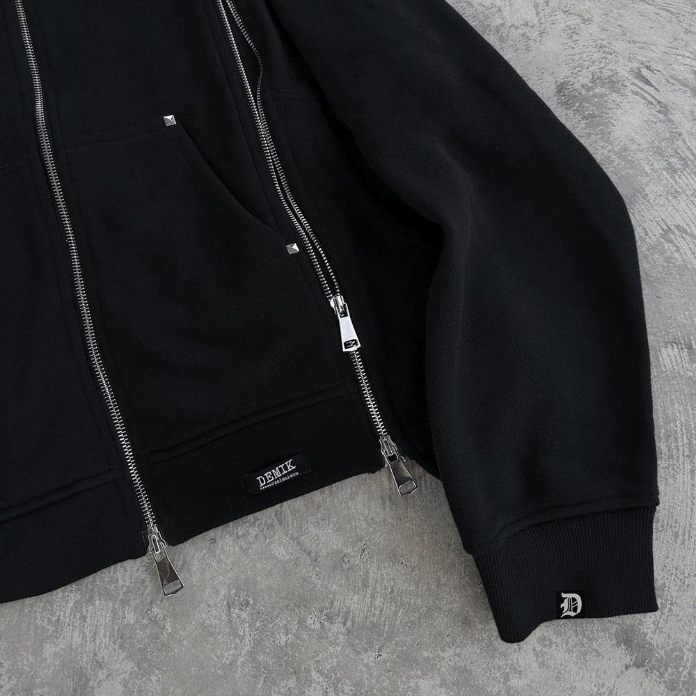 Studded Triple Zip Hoodie
