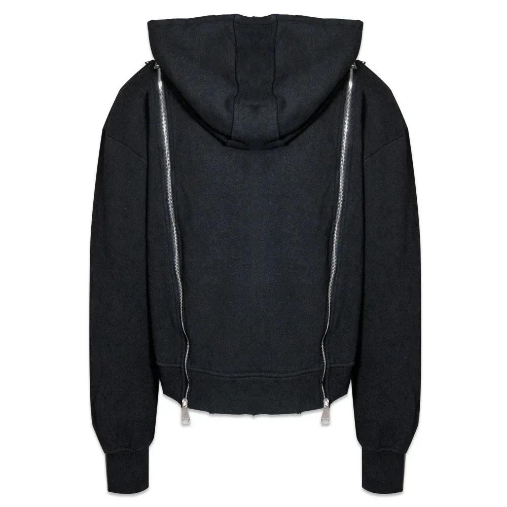 DEMIK EXCLUSIVES Product Page - Stealth Triple Zip Hoodie - Black