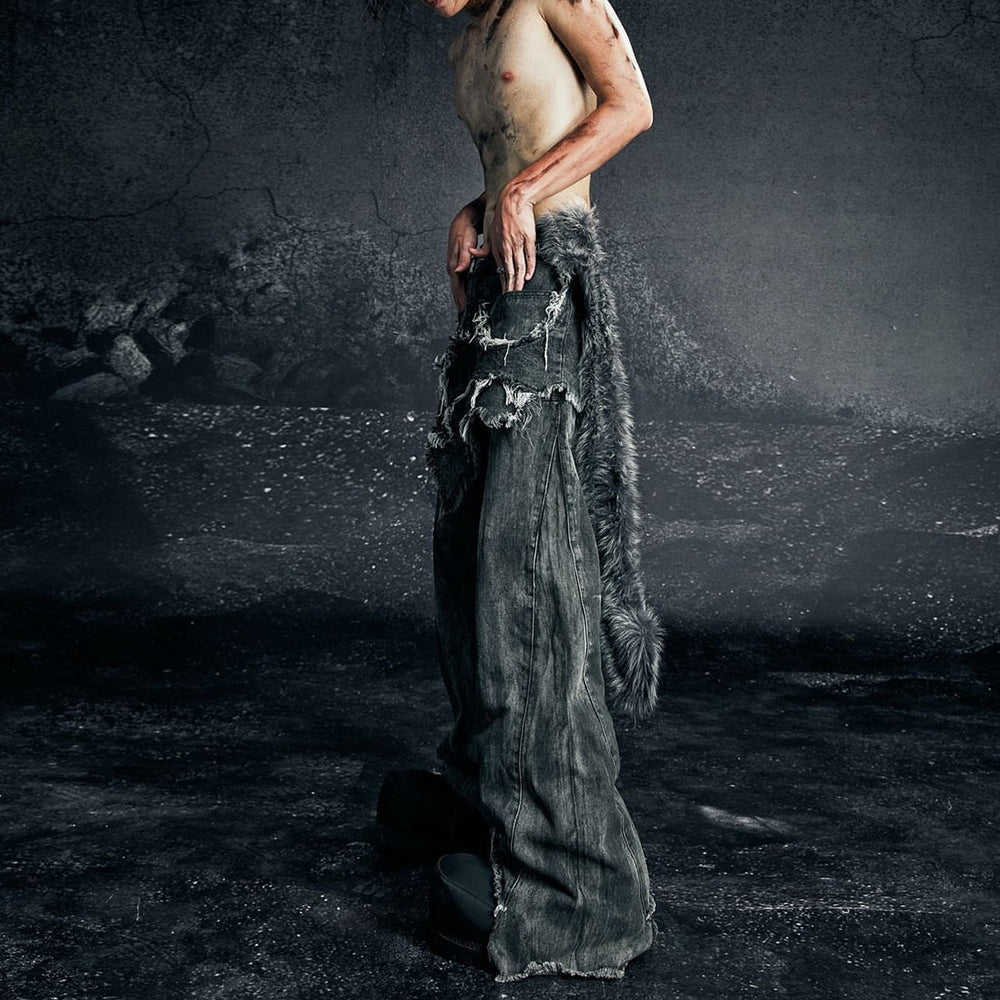 Osama Gray Dirty Skirt Pants