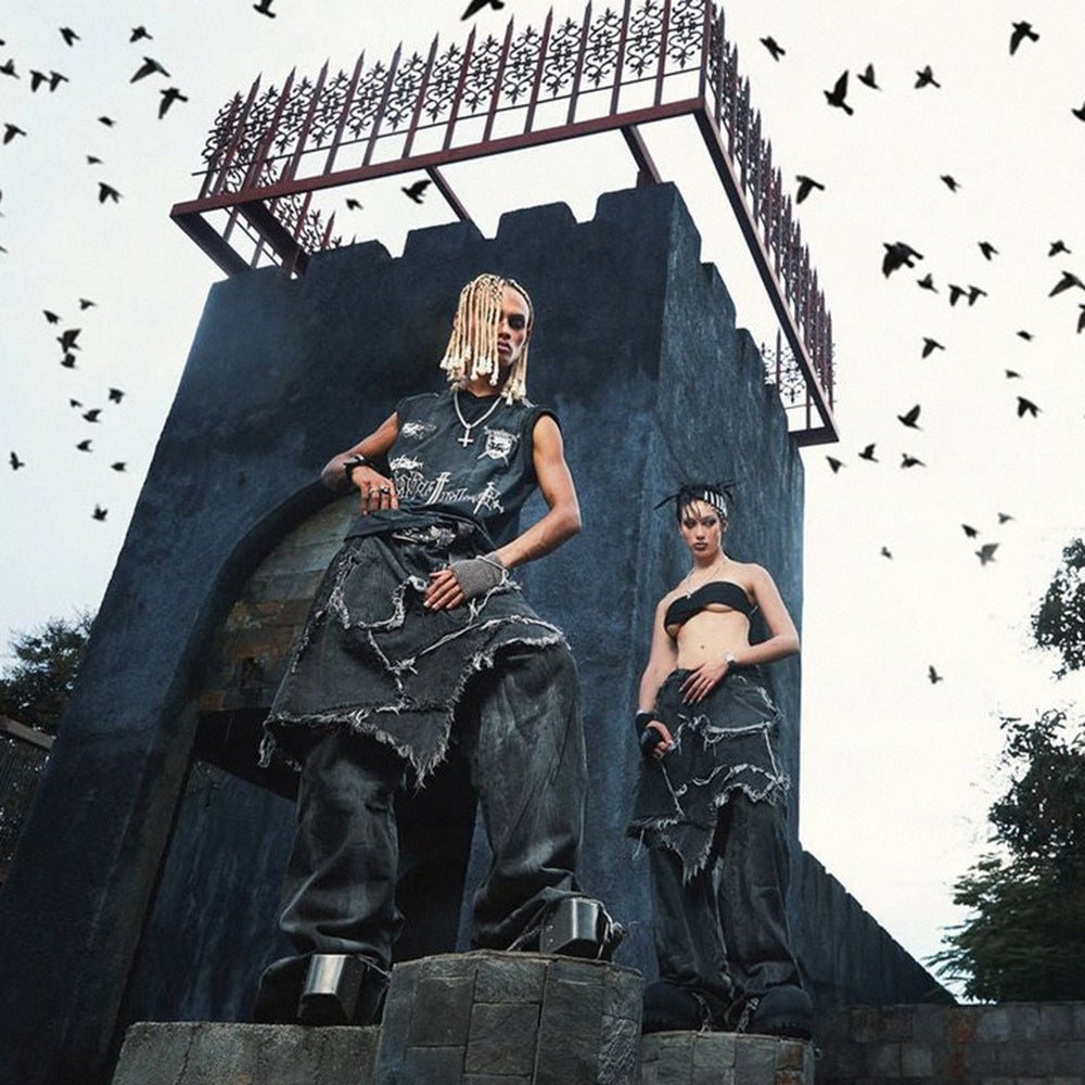 Osama Gray Dirty Skirt Pants