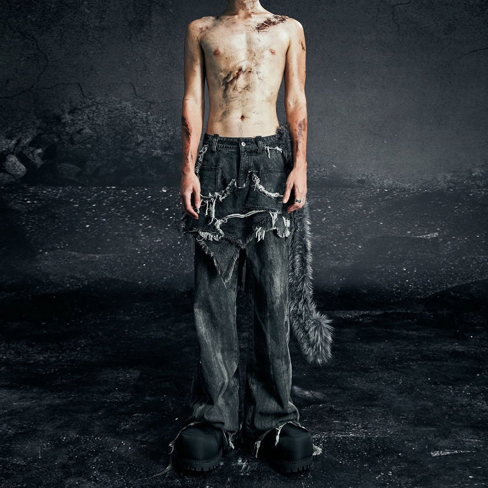 Osama Gray Dirty Skirt Pants