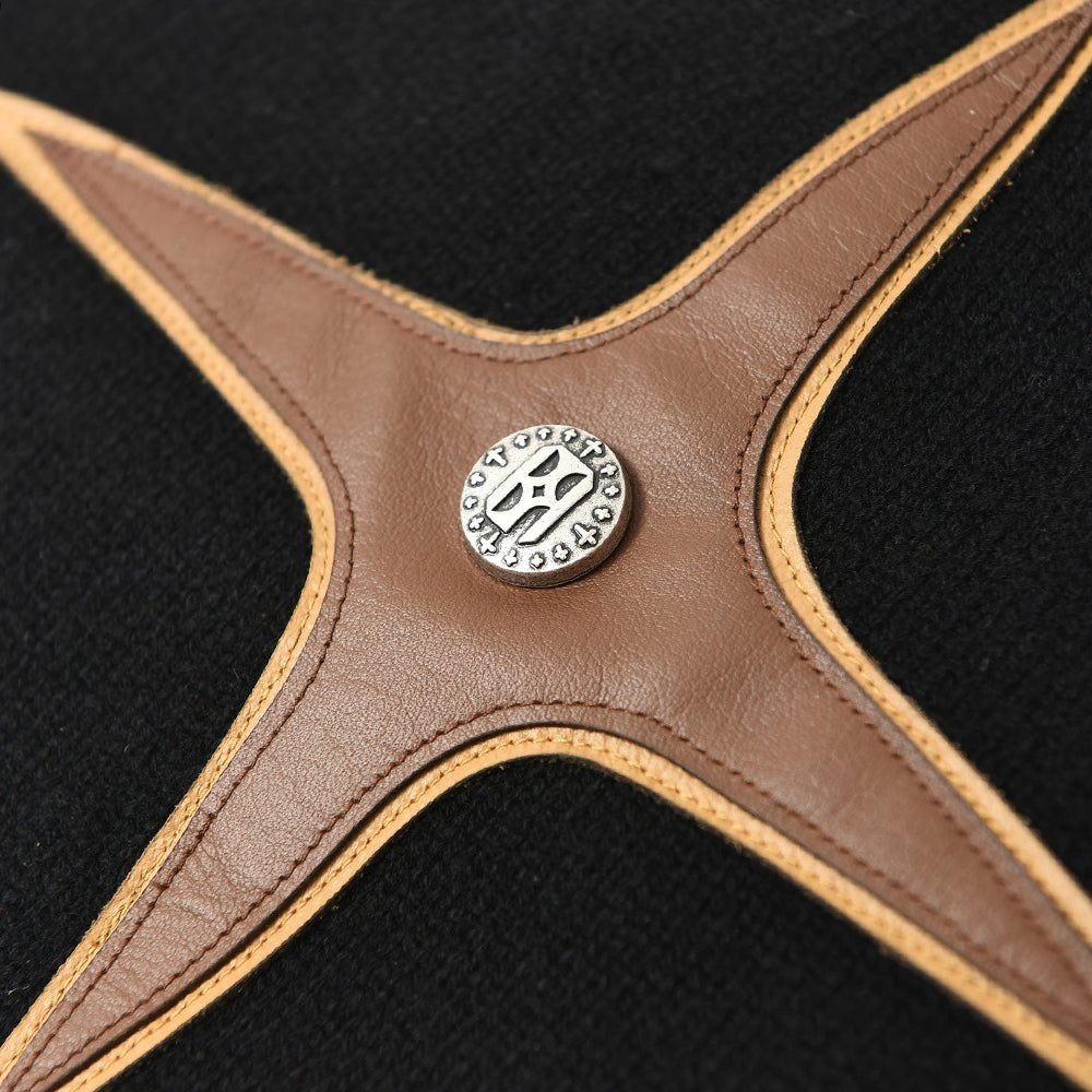 Cross Patch Leather Beanie