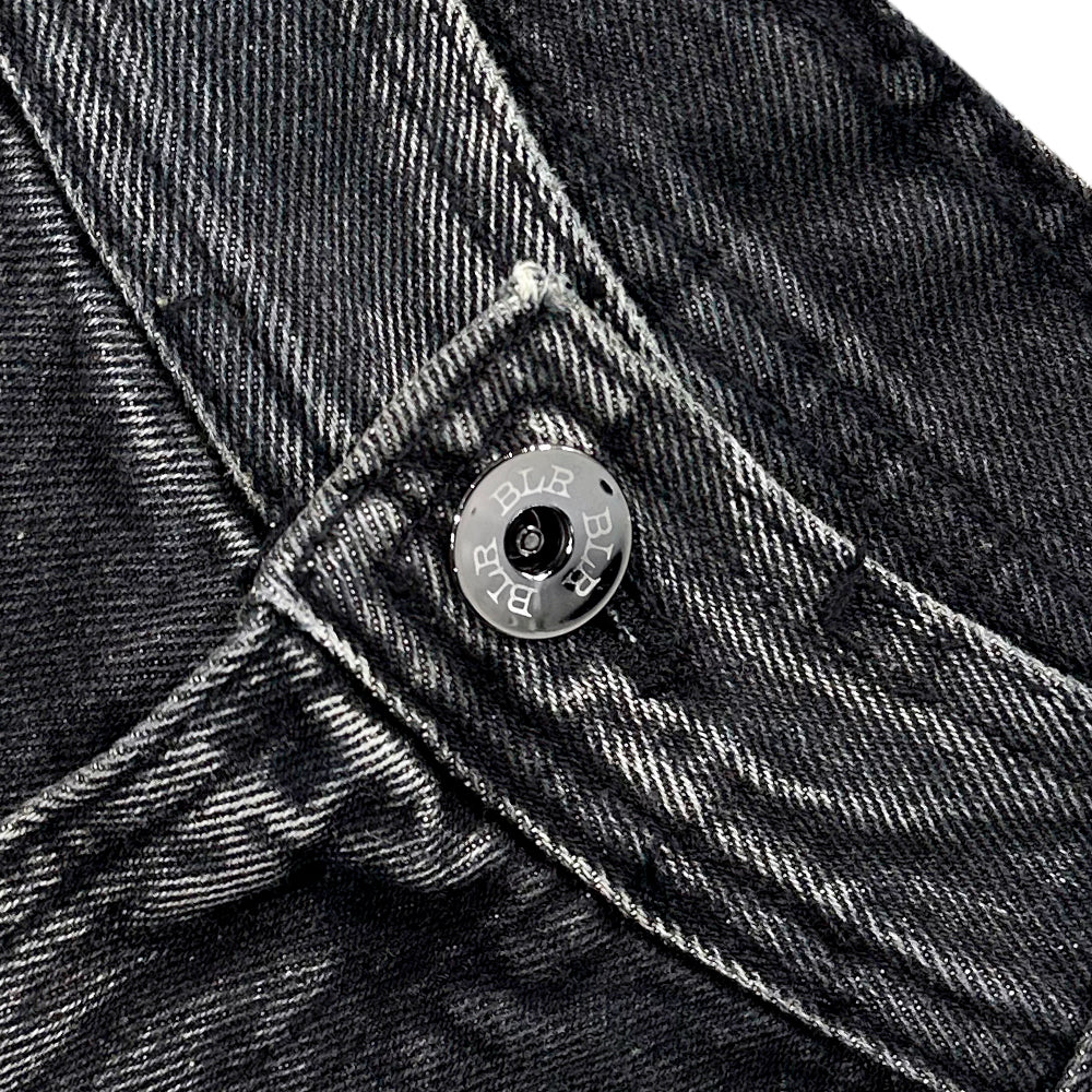 Embossed Wave Washing Wide Denim Pants