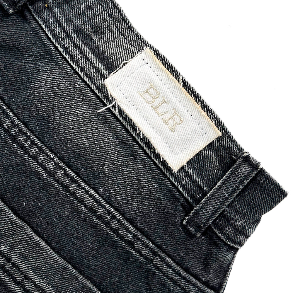Embossed Wave Washing Wide Denim Pants