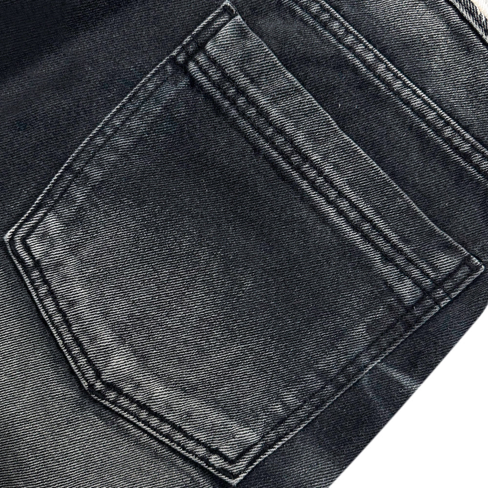 Embossed Wave Washing Wide Denim Pants