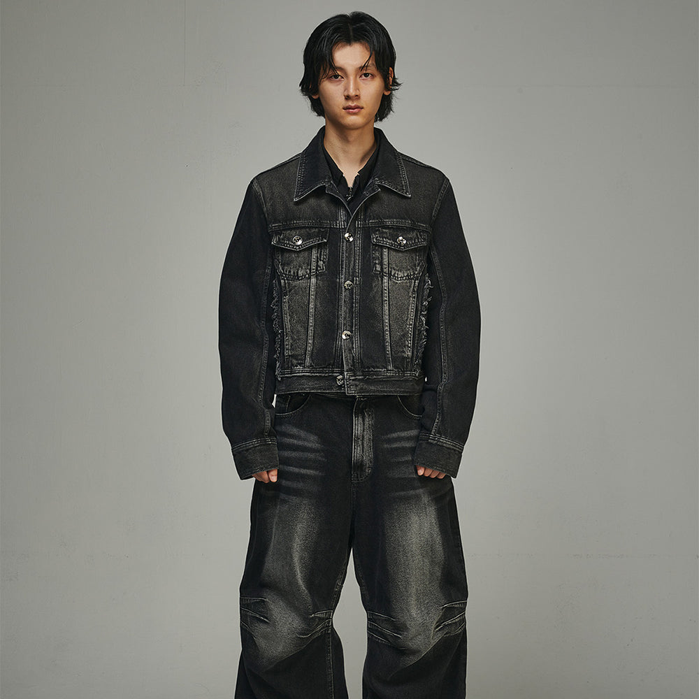 Signature Raw Cut Washing Denim Trucker Jacket