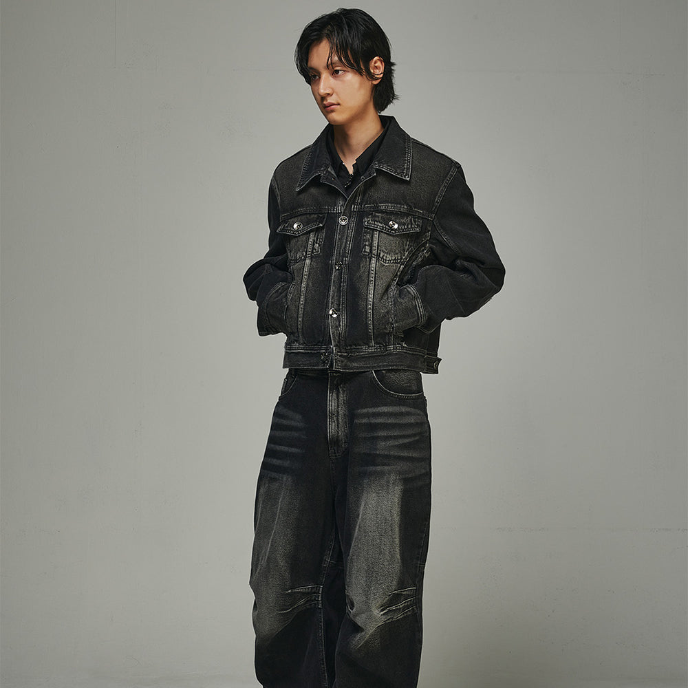 Signature Raw Cut Washing Denim Trucker Jacket