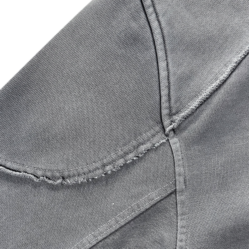 Bleached Curved Incision Zip Hoodie