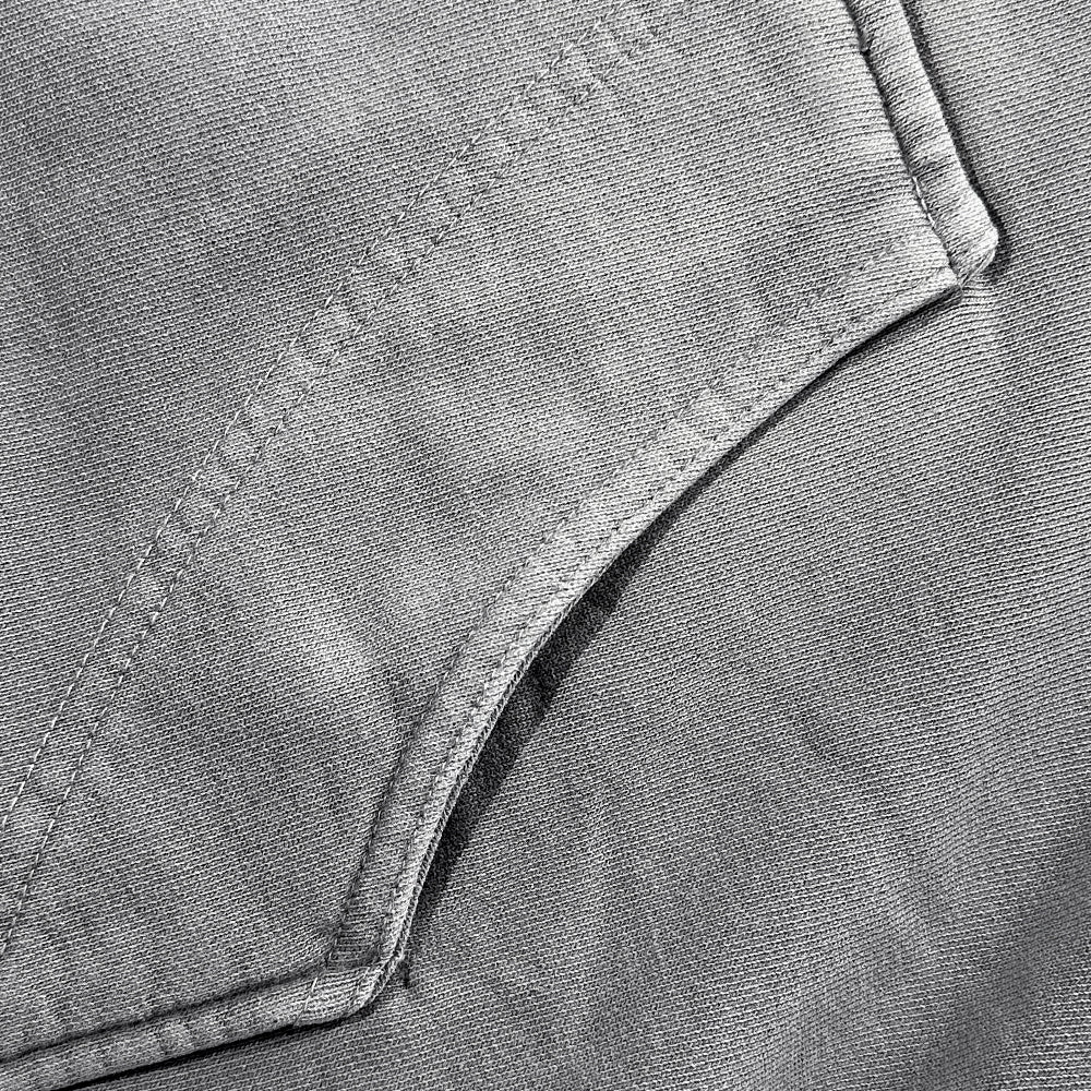 Bleached Curved Incision Zip Hoodie