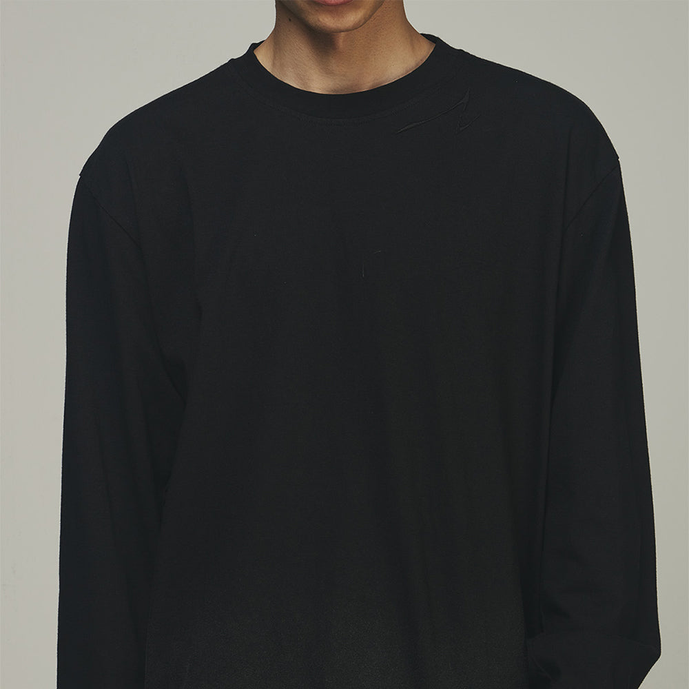 Destroyed Back Gradation Washing LS T-Shirt