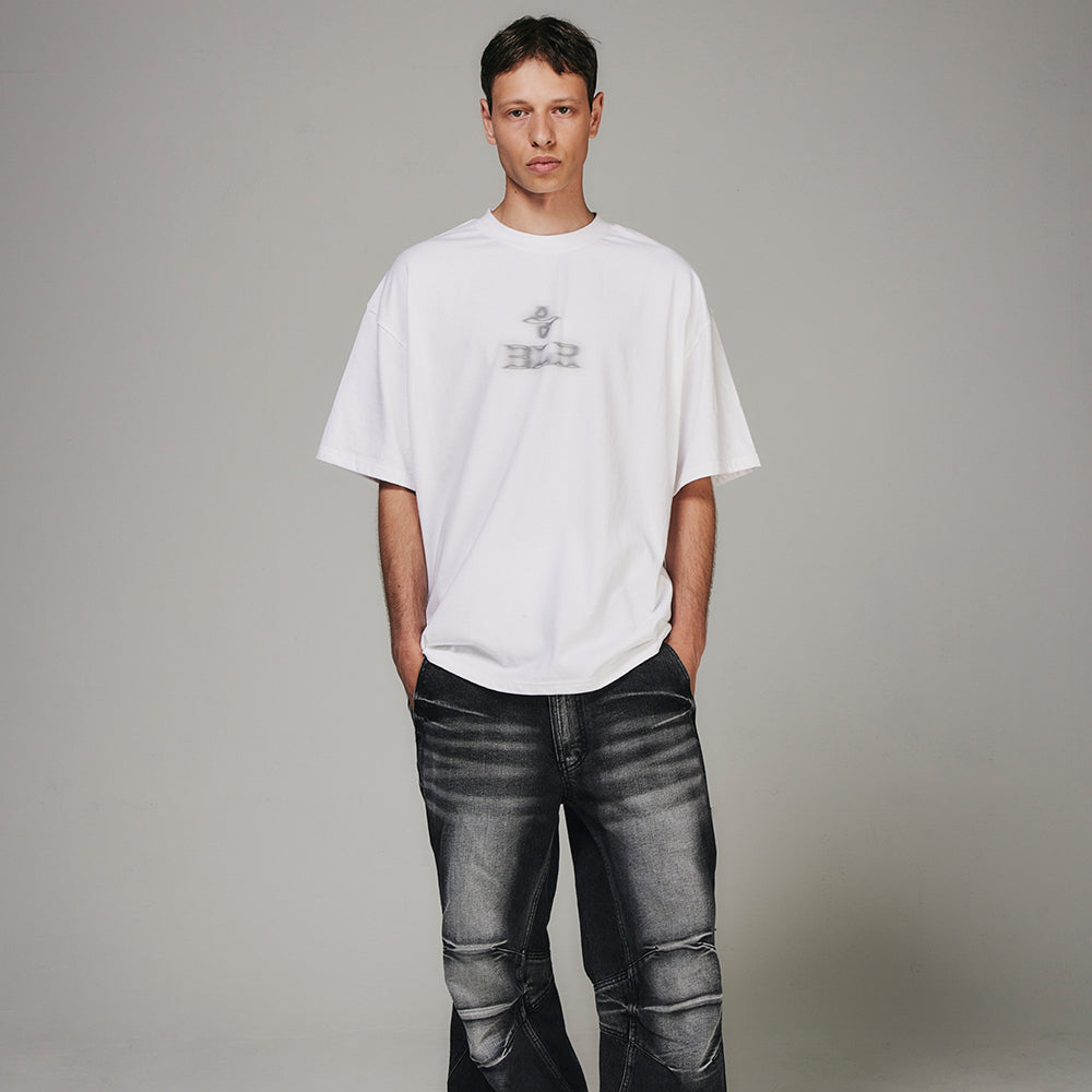 Blurred Logo Printed T-Shirt