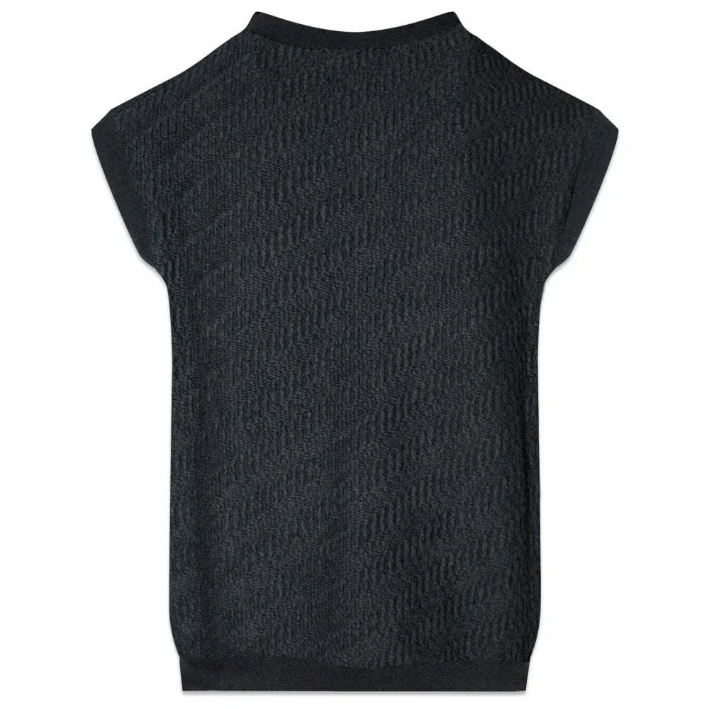 LAST NEST(ラストネスト)商品ページ - Logo Emb Knit Vest - Black