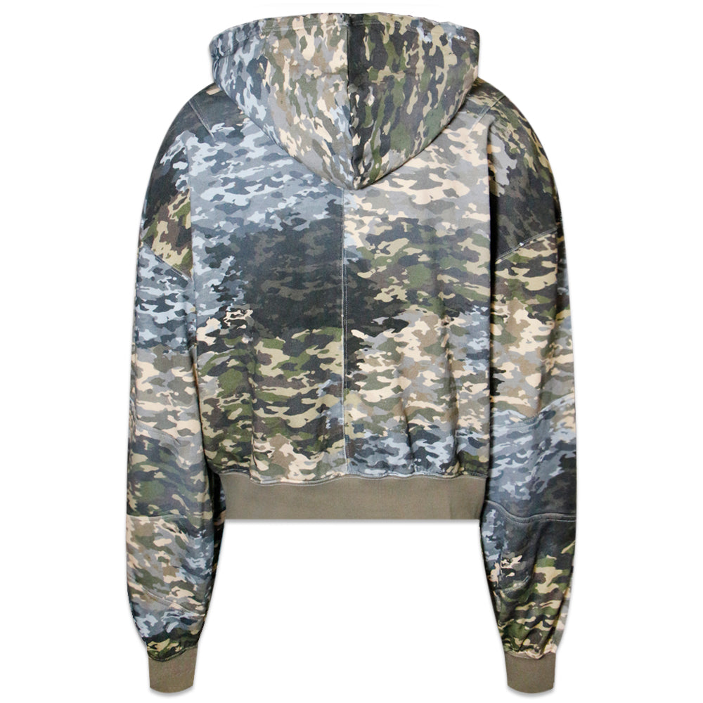 Mixed Camo Zip Up Hoodie
