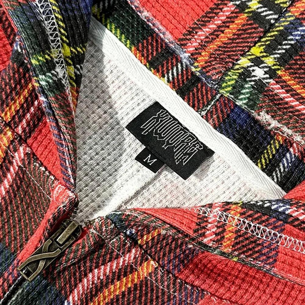 XWORE NYC Product Page - Tartan Plaid Zip Up Hoodie - Red-Plaid