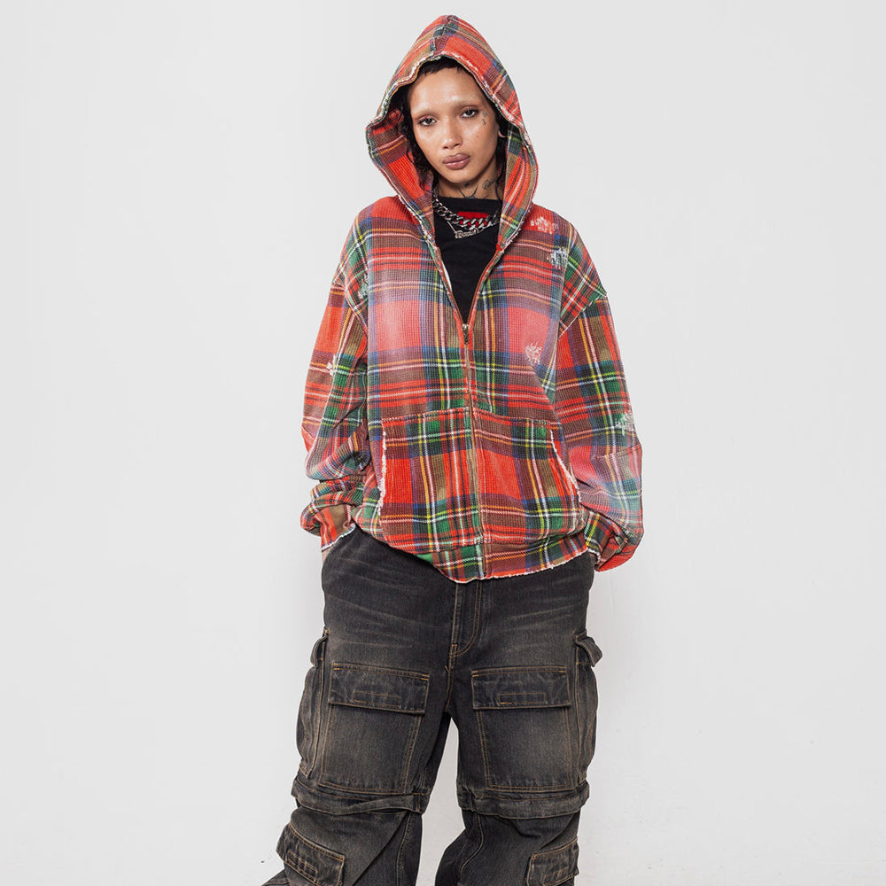 Tartan Plaid Zip Up Hoodie