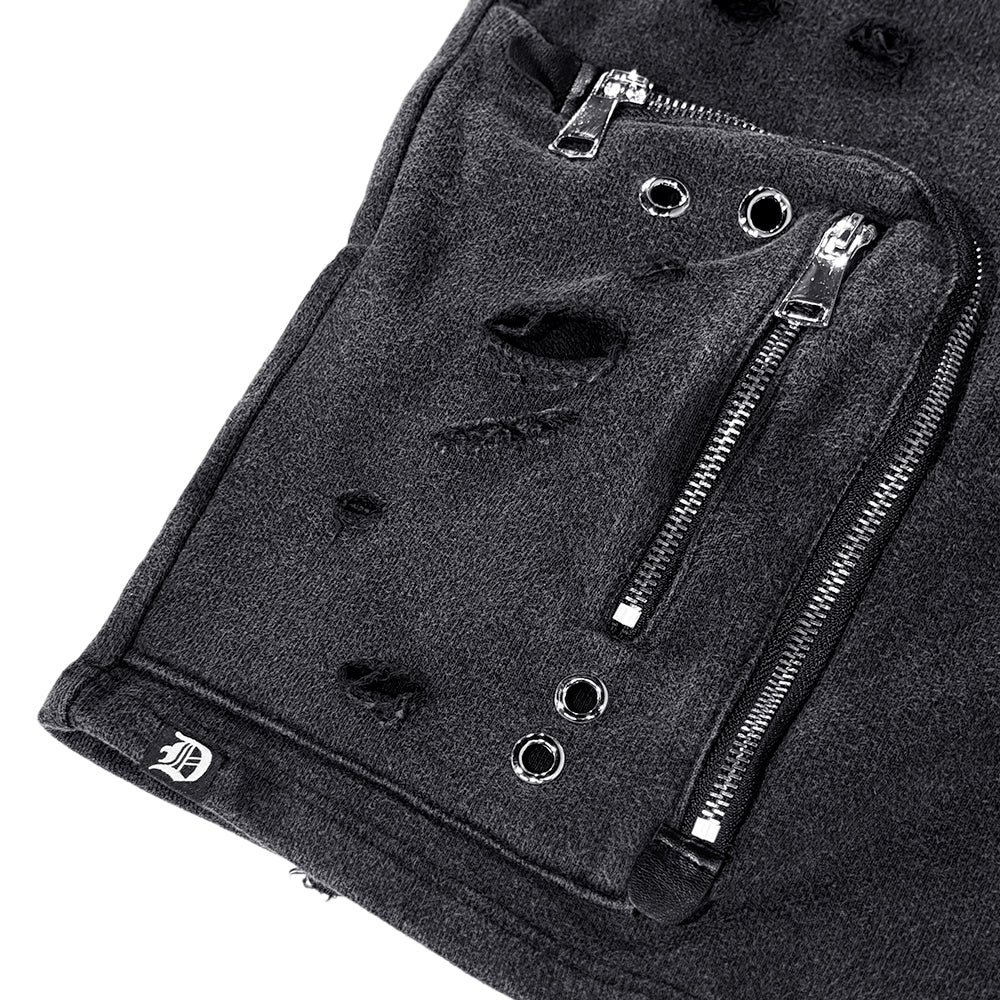 Distressed Zip Plus Shorts