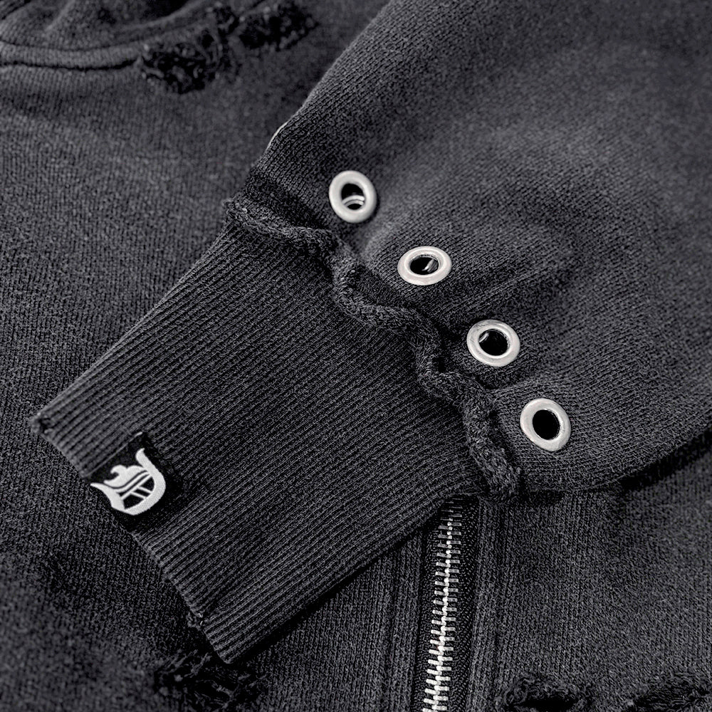 Distressed Triple Zip Hoodie