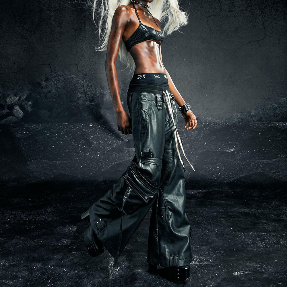 Ghidorah Chaos Leather Cargo Pants