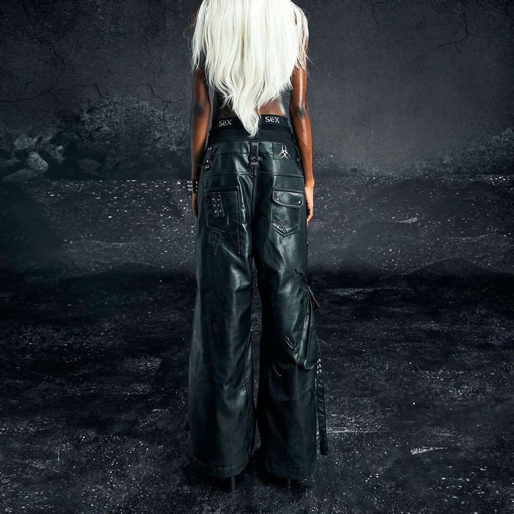 Ghidorah Chaos Leather Cargo Pants