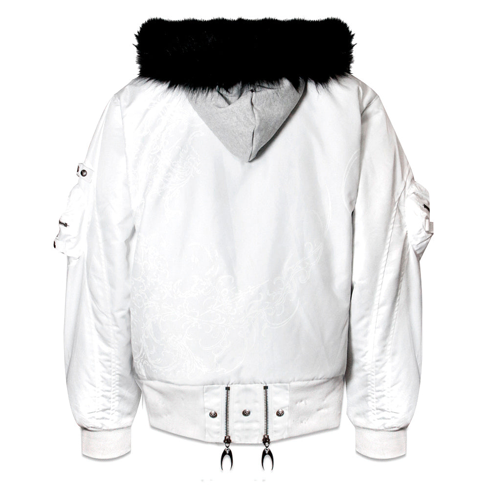 Cozy Chaos White Reversible Bomber Jacket