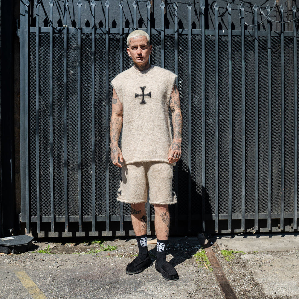 Brushed Cross Knit Shorts