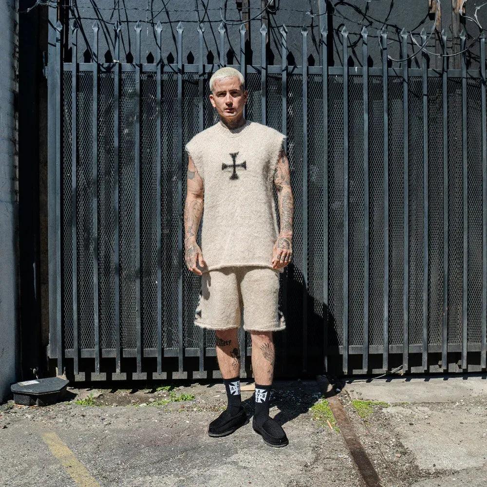 ASKYURSELF Product Page - Raw Cross Knitted Tank - Ecru - VENTURER