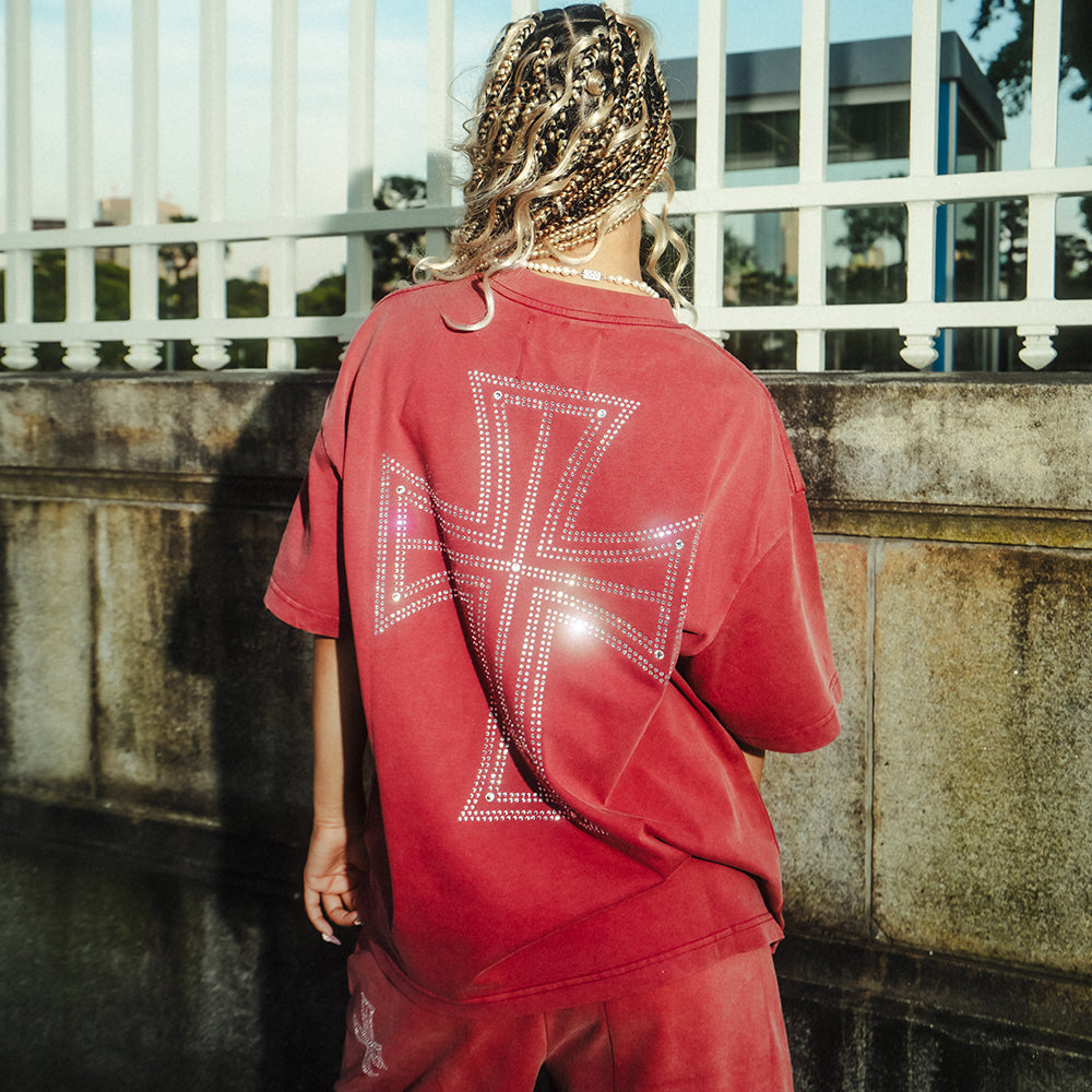 Outline Cross Rhinestone Tee