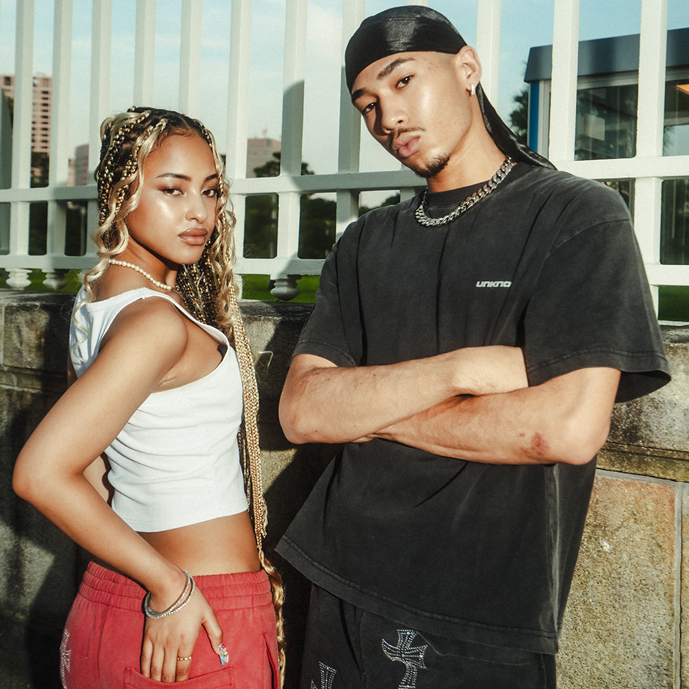 Outline Cross Rhinestone Baggy Sweat Shorts