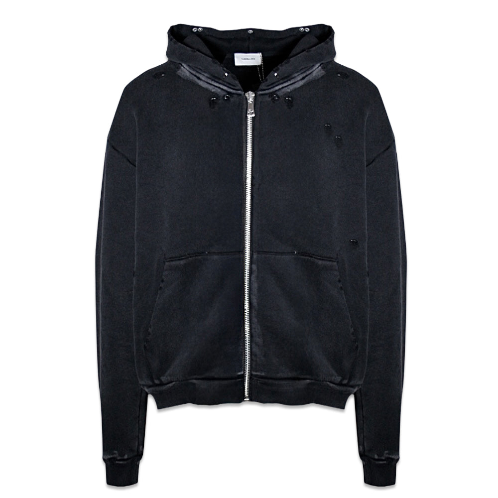 Cropped Vintage Zip Hoodie