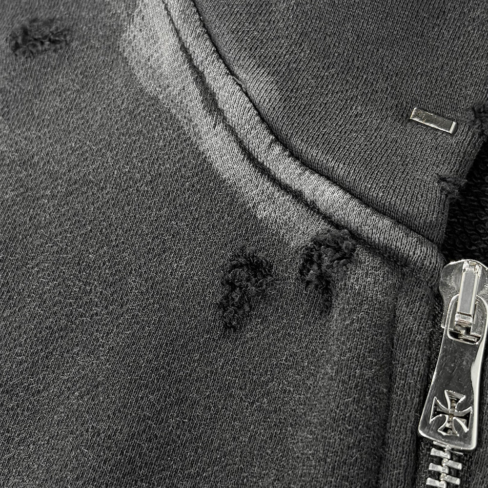 Cropped Vintage Zip Hoodie