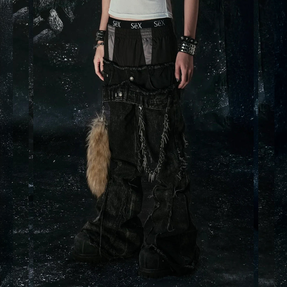 Tripple Layer Waxed Flared Jeans