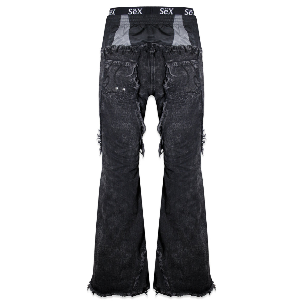 Tripple Layer Waxed Flared Jeans