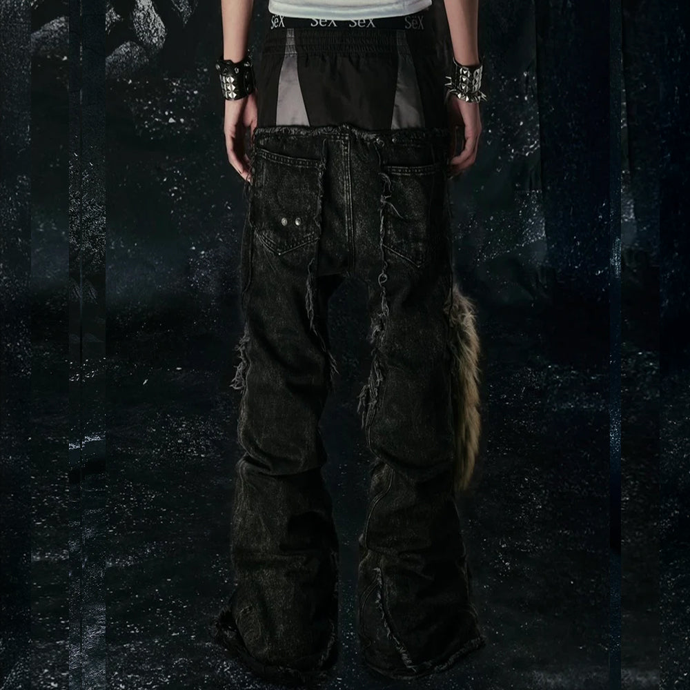 Tripple Layer Waxed Flared Jeans