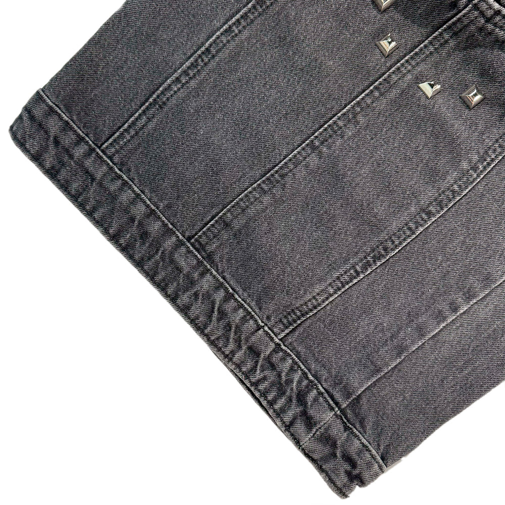 Leopard Waxed Grey Baggy Jeans