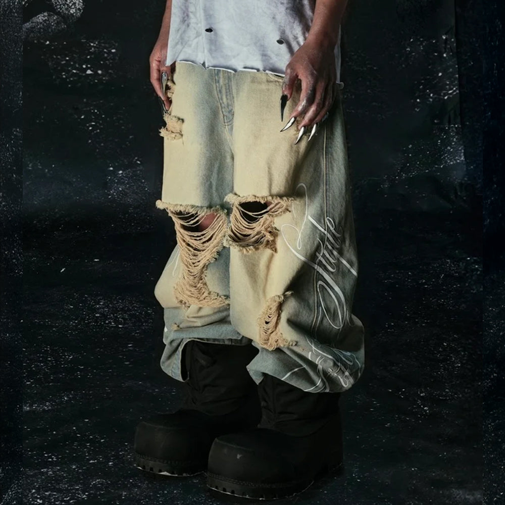 Lifestyle Vintage Waxed Baggy Jeans