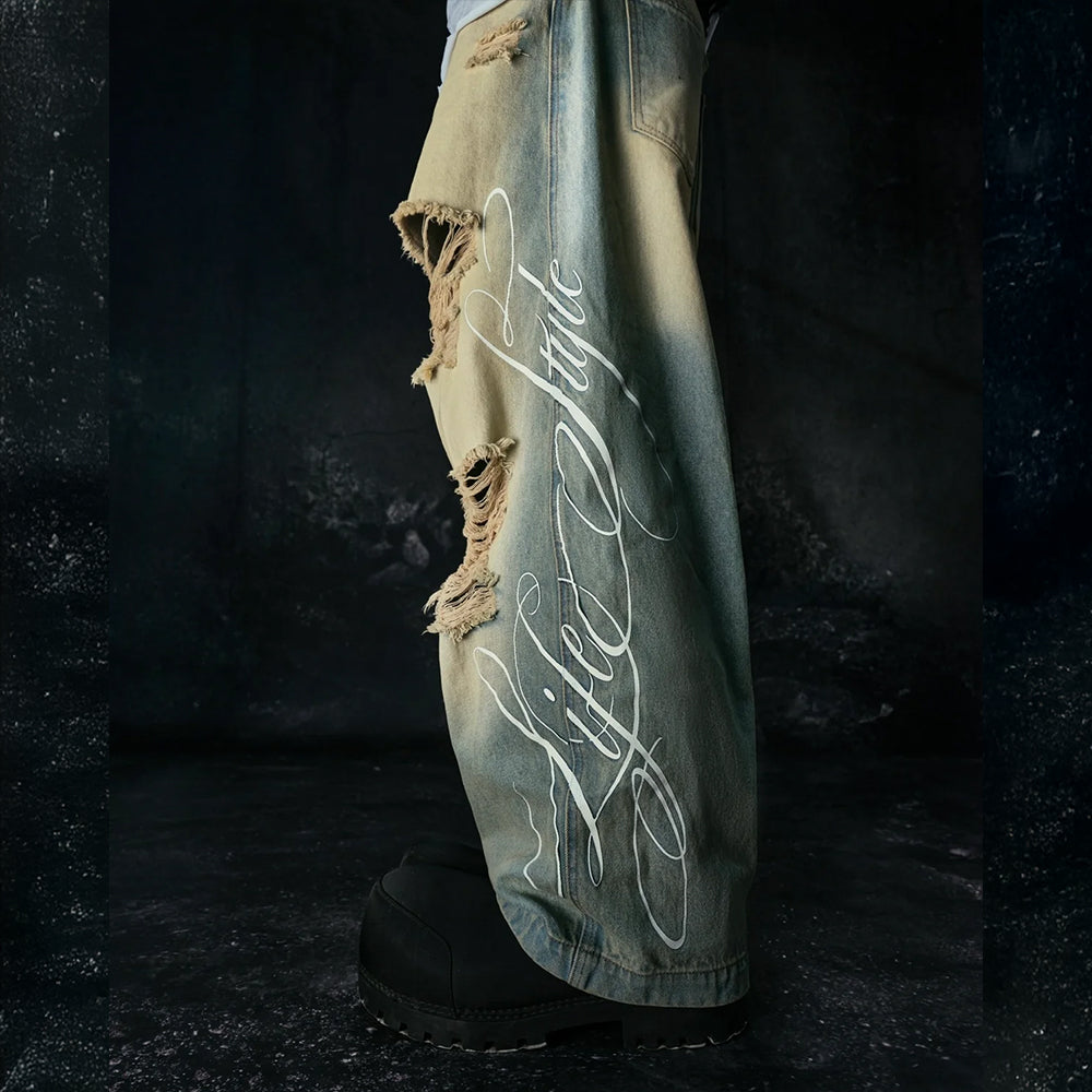 Lifestyle Vintage Waxed Baggy Jeans