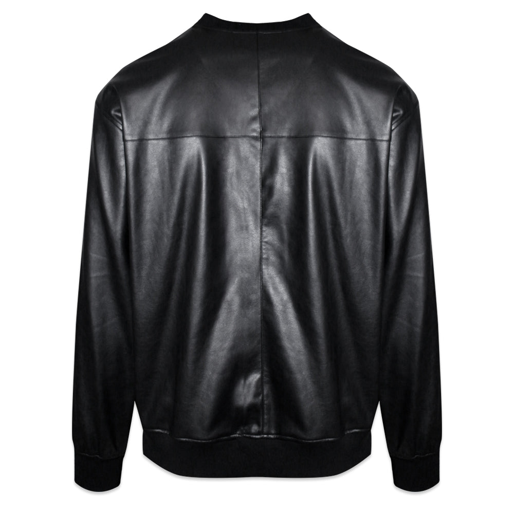 Faux Leather Crewneck