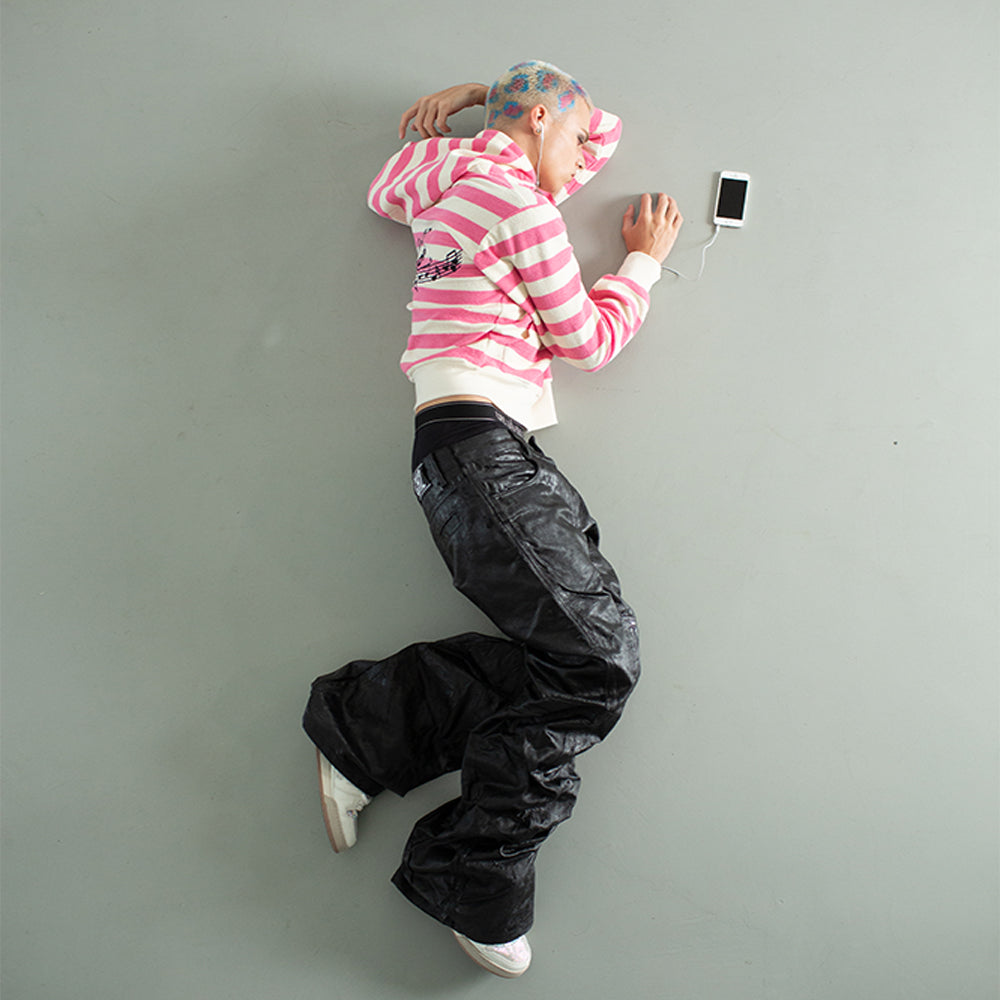 ＜/２ Black Waxed Jeans