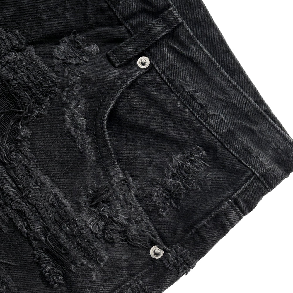 Multiple Boro Destroyed Flared Jeans