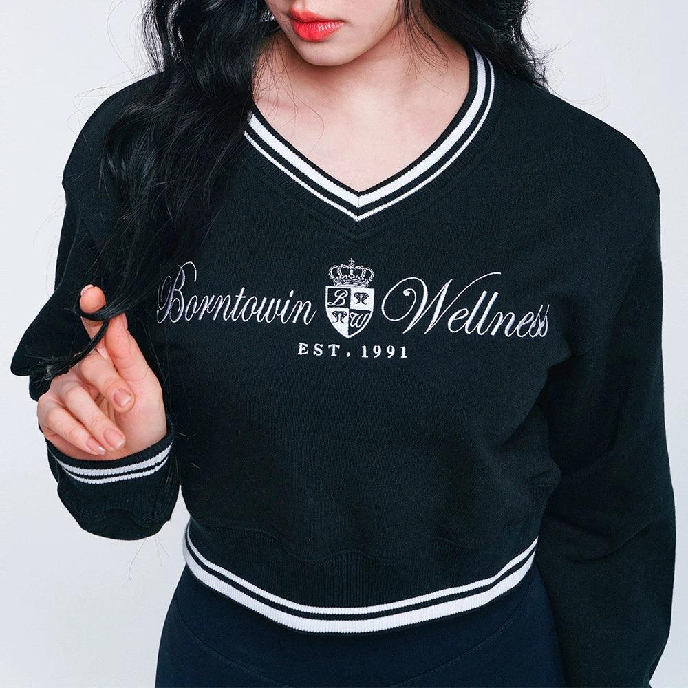 W Wellness V-Neck Crop Sweatshirts